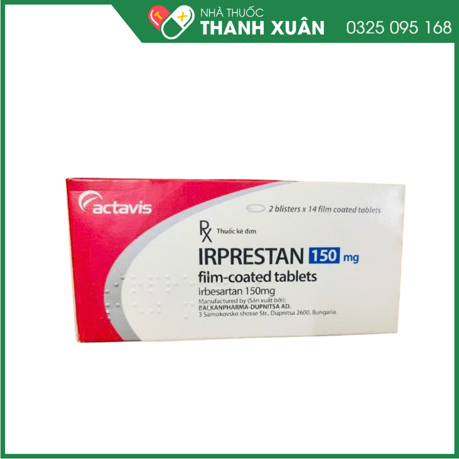 Irprestan 150 mg điều trị huyết áp vô căn, bệnh thận ở bệnh nhân tăng huyết áp và đái tháo đường tuýp 2